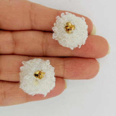 White Fur Fabric Ball Tassel, Button with Ring Cap, Decorative Tassels